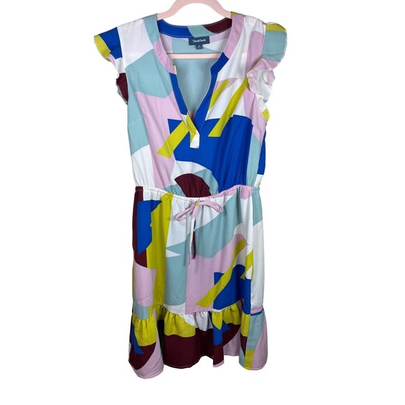 Modcloth As You Love It Ruffle Geometric Dress Boho Retro Party Cocktail Dress M - Picture 1 of 9